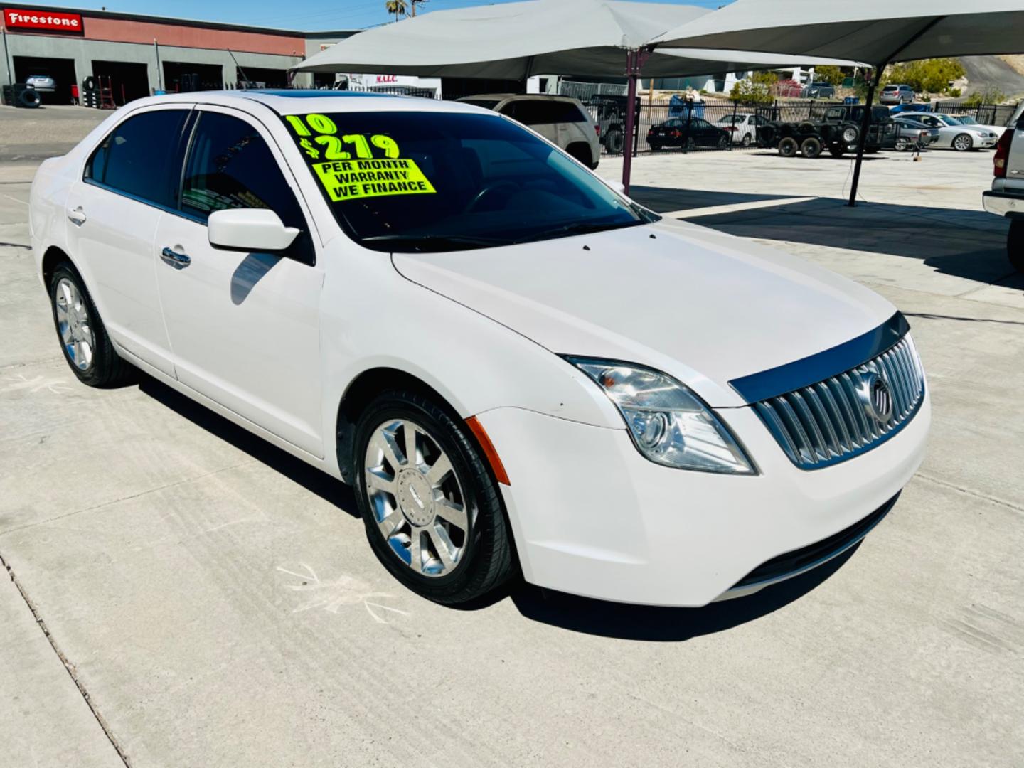 2010 White Mercury Milan I4 (3MEHM0HA0AR) with an 2.5L L4 DOHC 16V engine, AUTOMATIC transmission, located at 2190 Hwy 95, Bullhead City, AZ, 86442, (928) 704-0060, 0.000000, 0.000000 - 2010 Mercury Milan. only 80k miles. 2.5 I4 engine. Great gas mileage. Free warranty. In house financing available. c - Photo#0