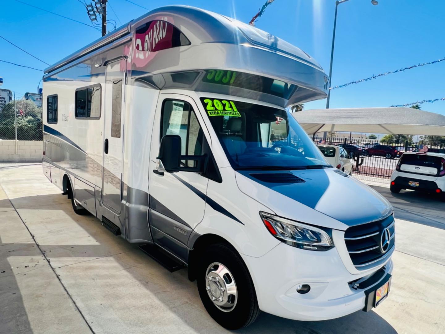 2021 White Winnebago View , located at 2190 Hwy 95, Bullhead City, AZ, 86442, (928) 704-0060, 0.000000, 0.000000 - 2021 Winnebago view . Mercedes Benz diesel . Only 4300 miles . Clear title . Electric slide . Diesel generator with 8 hours . Solar charging system . Bluetooth . Navigation . Super clean - Photo#0