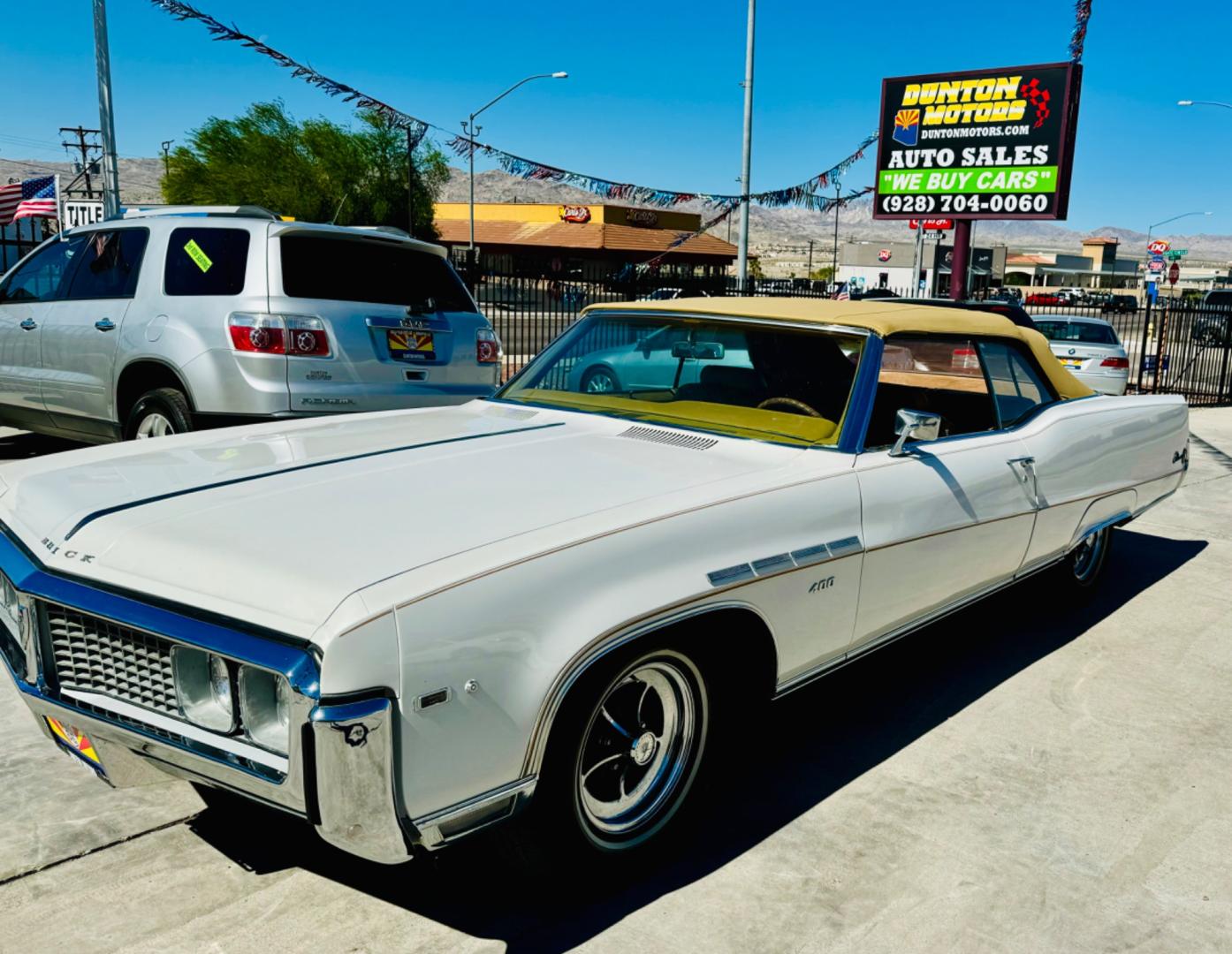 1969 White buick Electra , located at 2190 Hwy 95, Bullhead City, AZ, 86442, (928) 704-0060, 0.000000, 0.000000 - 1969 Buiick Electra 225 convertible. Runs and drives great. automatic. with automatic electric convertible top. Brand new tires. recently serviced. power windows, power locks. air conditioning. odometer shows 118000 but exempt because of the year. Always garaged. This thing is a true classic - Photo#1