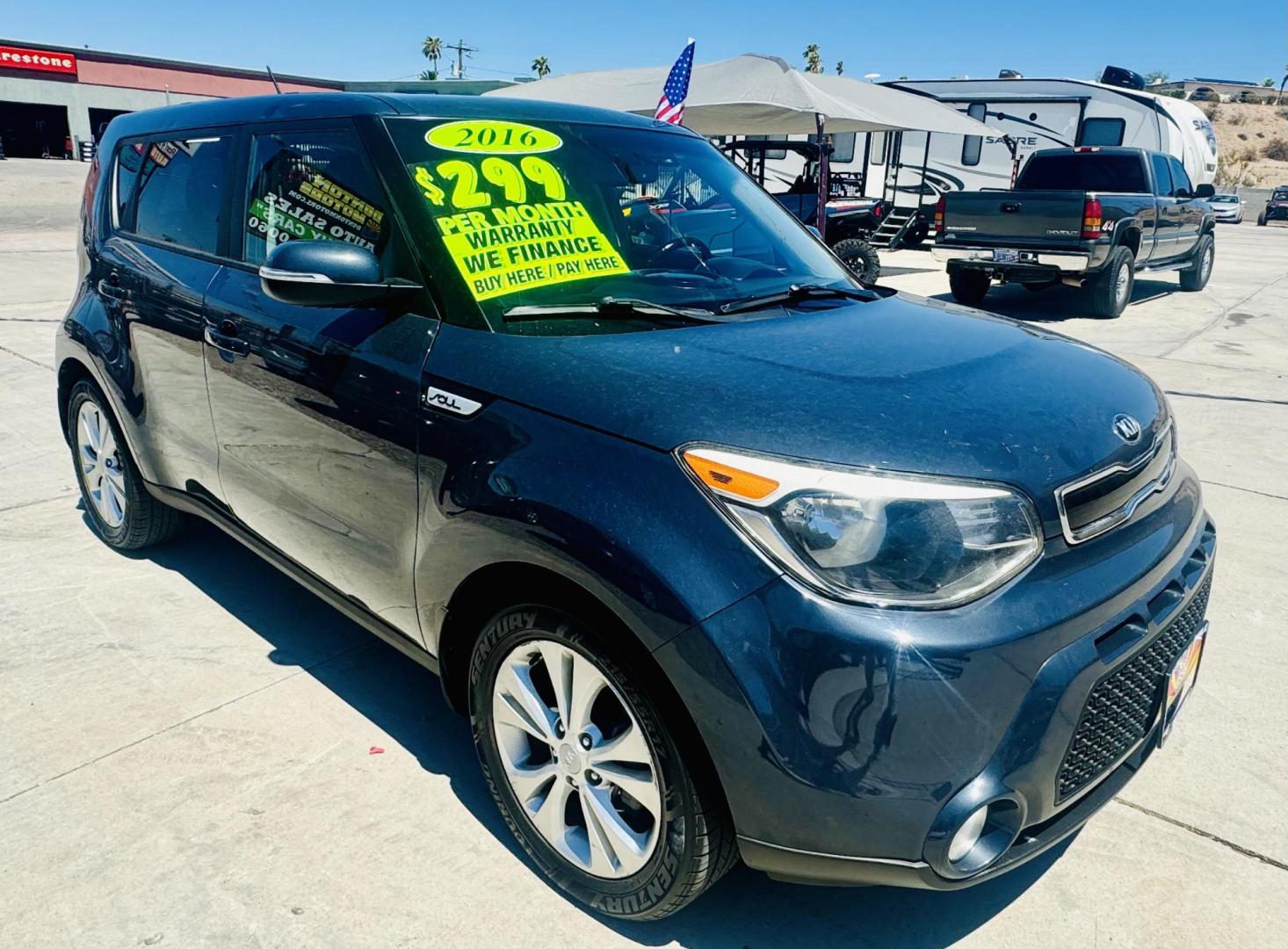 2016 blue /black Kia Soul (KNDJX3A51G7) , located at 2190 Hwy 95, Bullhead City, AZ, 86442, (928) 704-0060, 0.000000, 0.000000 - 2016 Kia Soul !. leather, backupcamera, bluetooth, fully loaded. New transmission installed. In house financing available . Buy Here pay here. we finance. Free carfax. Free warranty. 2.0 4 cylinder engine. up to 30 MPG. great running clean car. - Photo#0