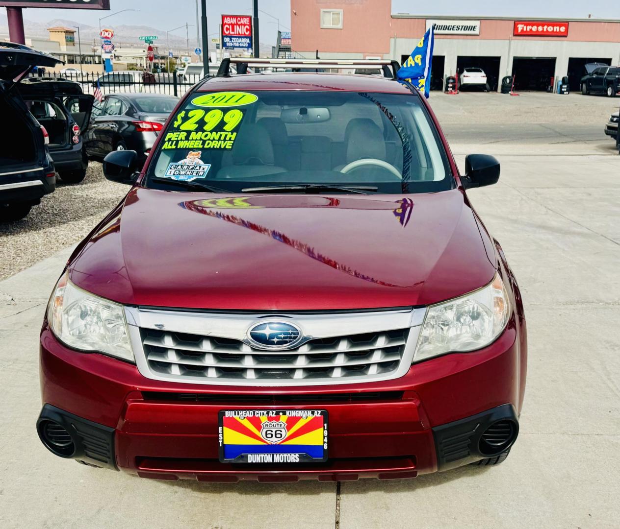 2011 Red Subaru Forester 2.5X (JF2SHAAC5BH) with an 2.5L H4 SOHC 16V engine, 4-Speed Automatic transmission, located at 2190 Hwy 95, Bullhead City, AZ, 86442, (928) 704-0060, 0.000000, 0.000000 - 2011 Subaru forester 2.5 X. All wheel drive. Only 106k miles. In house financing available. Buy here pay here. We finance. Free warranty. Free carfax. super clean . Brand new tires. - Photo#1