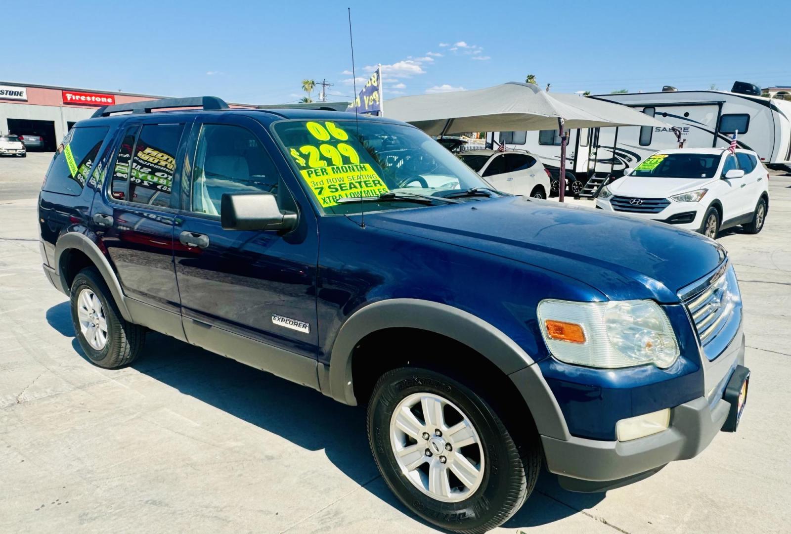 2006 blue Ford Explorer XLT 4.0L 2WD (1FMEU63E56U) with an 4.0L V6 SOHC 16V engine, 5-Speed Automatic Overdrive transmission, located at 2190 Hwy 95, Bullhead City, AZ, 86442, (928) 704-0060, 0.000000, 0.000000 - *1 owner, clean carfax. 3rd row seating. 60k original miles. - Photo#0