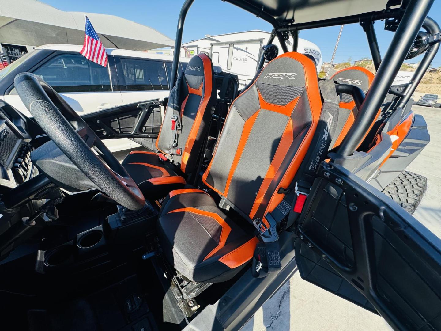 2021 Orange /black/orange Polaris Rzr xp4 turbo s velocity , located at 2190 Hwy 95, Bullhead City, AZ, 86442, (928) 704-0060, 0.000000, 0.000000 - 2021 Polaris Rzr xp4 turbo S velocity. Only 600 miles. 1 owner. lots of extras. full windshield. hard top. street legal kit. rear whip lights. rear seat has middle seat belt and harness for 3 rear riders. seats 5. Like new. - Photo#7