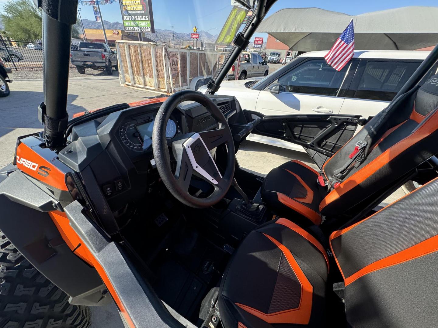 2021 Orange /black/orange Polaris Rzr xp4 turbo s velocity , located at 2190 Hwy 95, Bullhead City, AZ, 86442, (928) 704-0060, 0.000000, 0.000000 - 2021 Polaris Rzr xp4 turbo S velocity. Only 600 miles. 1 owner. lots of extras. full windshield. hard top. street legal kit. rear whip lights. rear seat has middle seat belt and harness for 3 rear riders. seats 5. Like new. - Photo#9