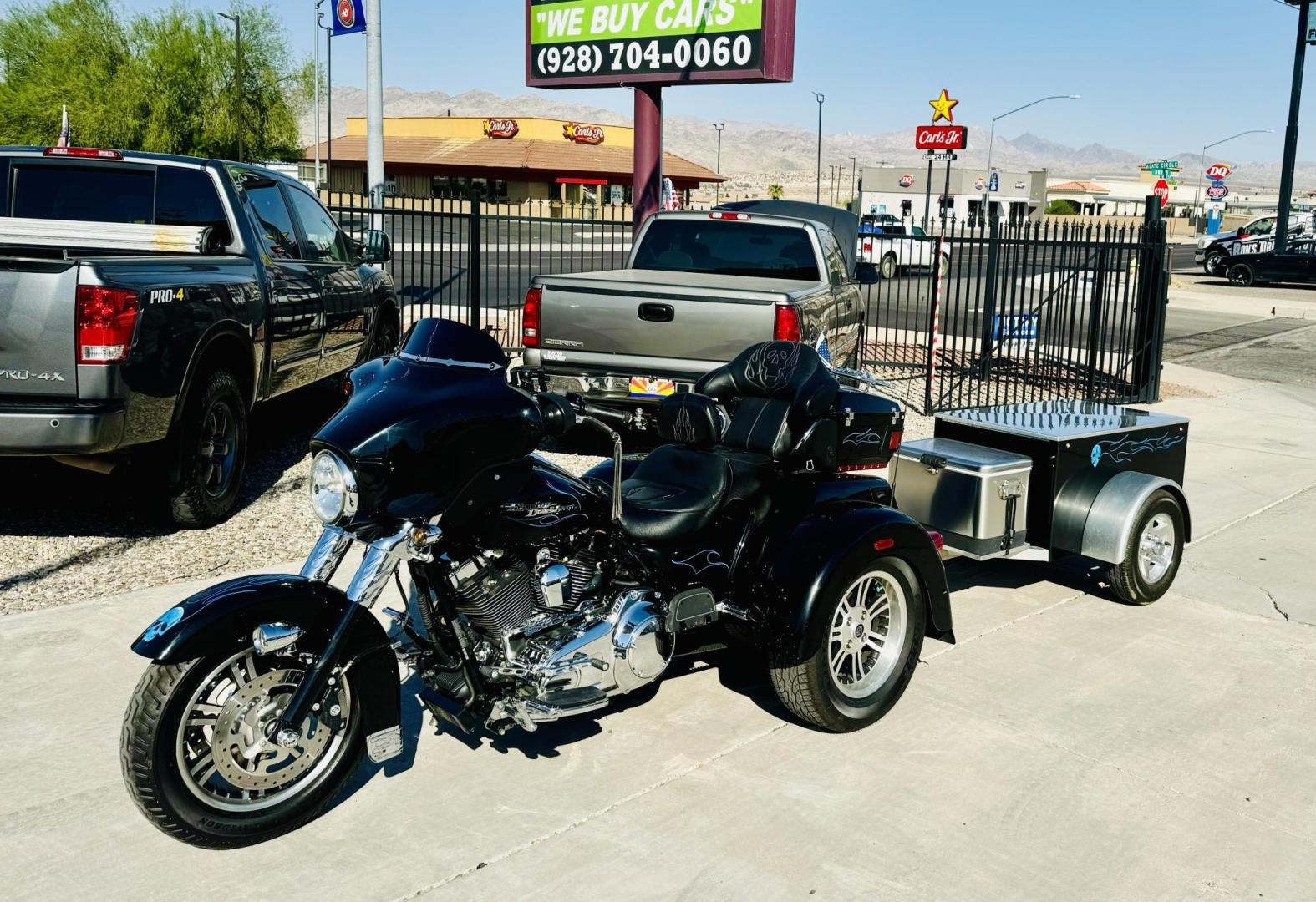 2010 Black /black Harley-Davidson FLHXXX - (1HD1MBM37AB) , located at 2190 Hwy 95, Bullhead City, AZ, 86442, (928) 704-0060, 0.000000, 0.000000 - 2010 Harley Davidson trike with trailer. custom. super clean . lots of extras, 38k miles. always garaged. has full dresser, radio, full windshield. full cover . dyno jet tuner. custom pin striping. this bikes a looker. custom trailer to match. $17900 o.b.o. free and clear titles for both. - Photo#1