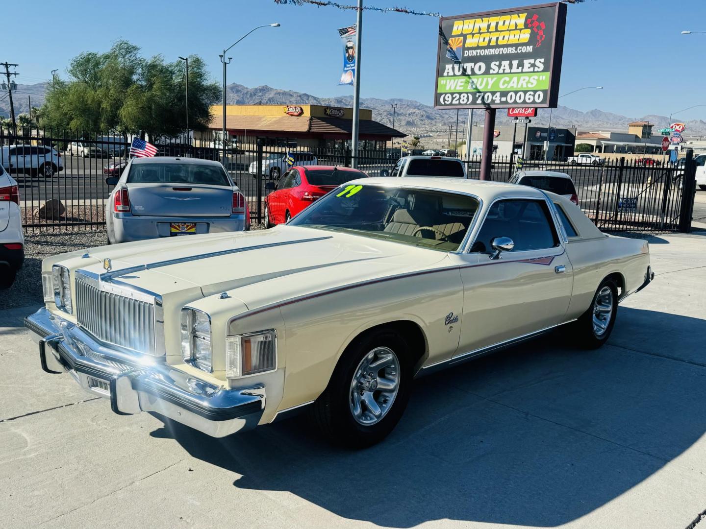 1979 yellow /tan Chrysler Cordoba , located at 2190 Hwy 95, Bullhead City, AZ, 86442, (928) 704-0060, 0.000000, 0.000000 - 1979 Chrysler Cordoba 360 v-8. automatic 3 speed. power windows, power door locks. vinyl half hard top half roof. rare car. cloth original interior. power seats. fatory ice cold a/c. lots of new parts. new tires. all fluids, belts, hoses, brakes, new carbeurator. 73k original miles. - Photo#0