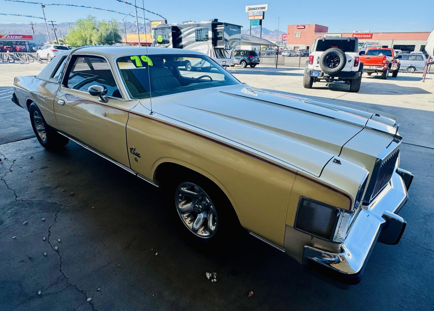 1979 yellow /tan Chrysler Cordoba , located at 2190 Hwy 95, Bullhead City, AZ, 86442, (928) 704-0060, 0.000000, 0.000000 - 1979 Chrysler Cordoba 360 v-8. automatic 3 speed. power windows, power door locks. vinyl half hard top half roof. rare car. cloth original interior. power seats. fatory ice cold a/c. lots of new parts. new tires. all fluids, belts, hoses, brakes, new carbeurator. 73k original miles. - Photo#12