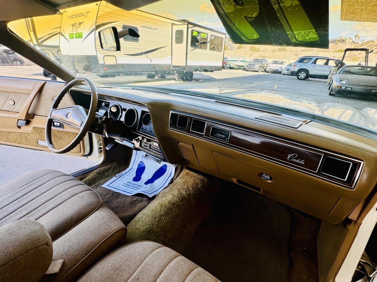 1979 yellow /tan Chrysler Cordoba , located at 2190 Hwy 95, Bullhead City, AZ, 86442, (928) 704-0060, 0.000000, 0.000000 - 1979 Chrysler Cordoba 360 v-8. automatic 3 speed. power windows, power door locks. vinyl half hard top half roof. rare car. cloth original interior. power seats. fatory ice cold a/c. lots of new parts. new tires. all fluids, belts, hoses, brakes, new carbeurator. 73k original miles. - Photo#14