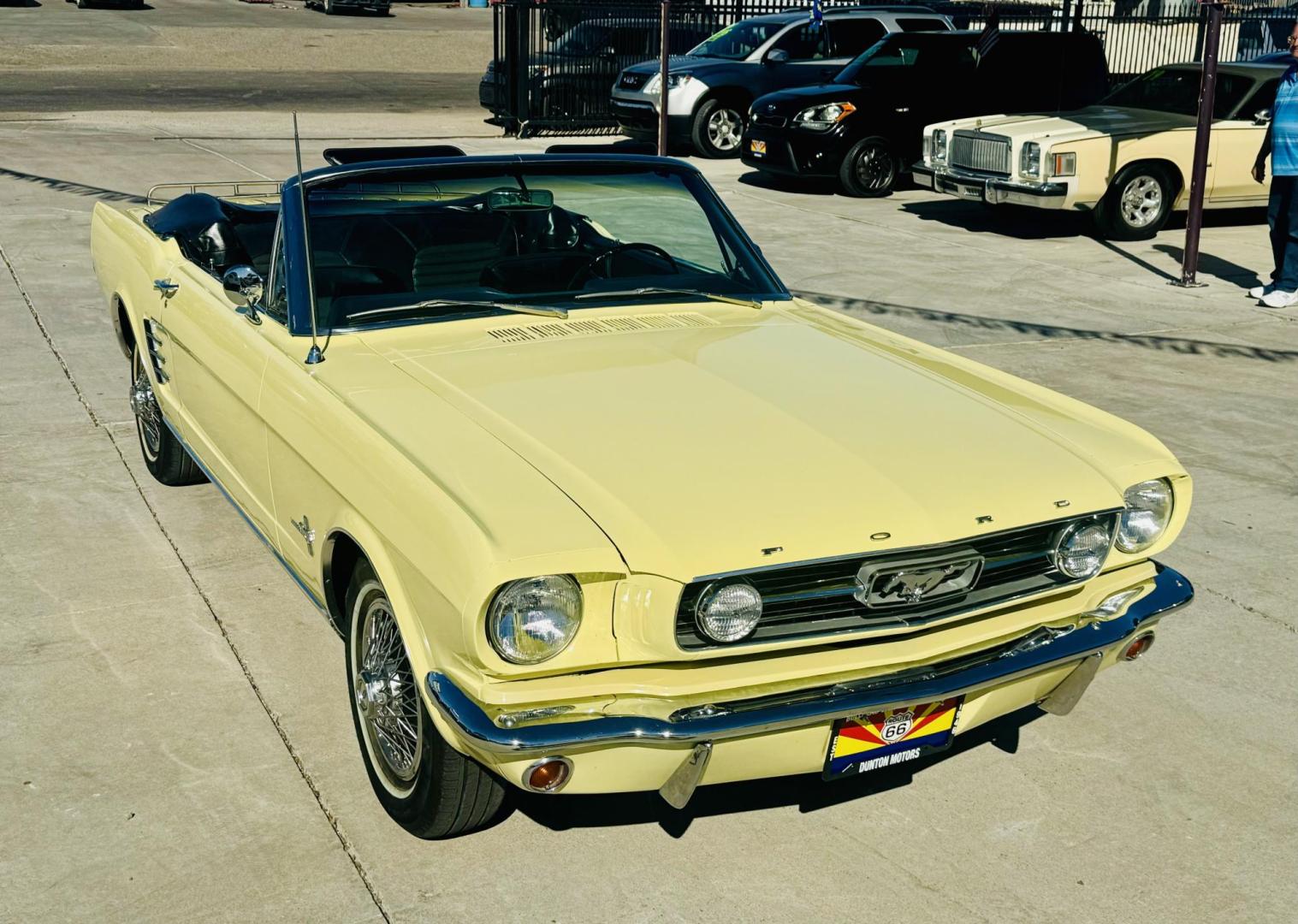 1966 yellow /black Ford Mustang (6F08T296715) , located at 2190 Hwy 95, Bullhead City, AZ, 86442, (928) 704-0060, 0.000000, 0.000000 - On consigment. This beautiful rare 1966 Ford Mustang. Automatic convertible. 200 ci inline 6 engine. Only 63,000 original miles. Lots of paperwork, document, service history etc. Meticuloulsly cared for . Always garaged. Brand new top. original car. Original paint, original interior. Beautiful Sprin - Photo#27