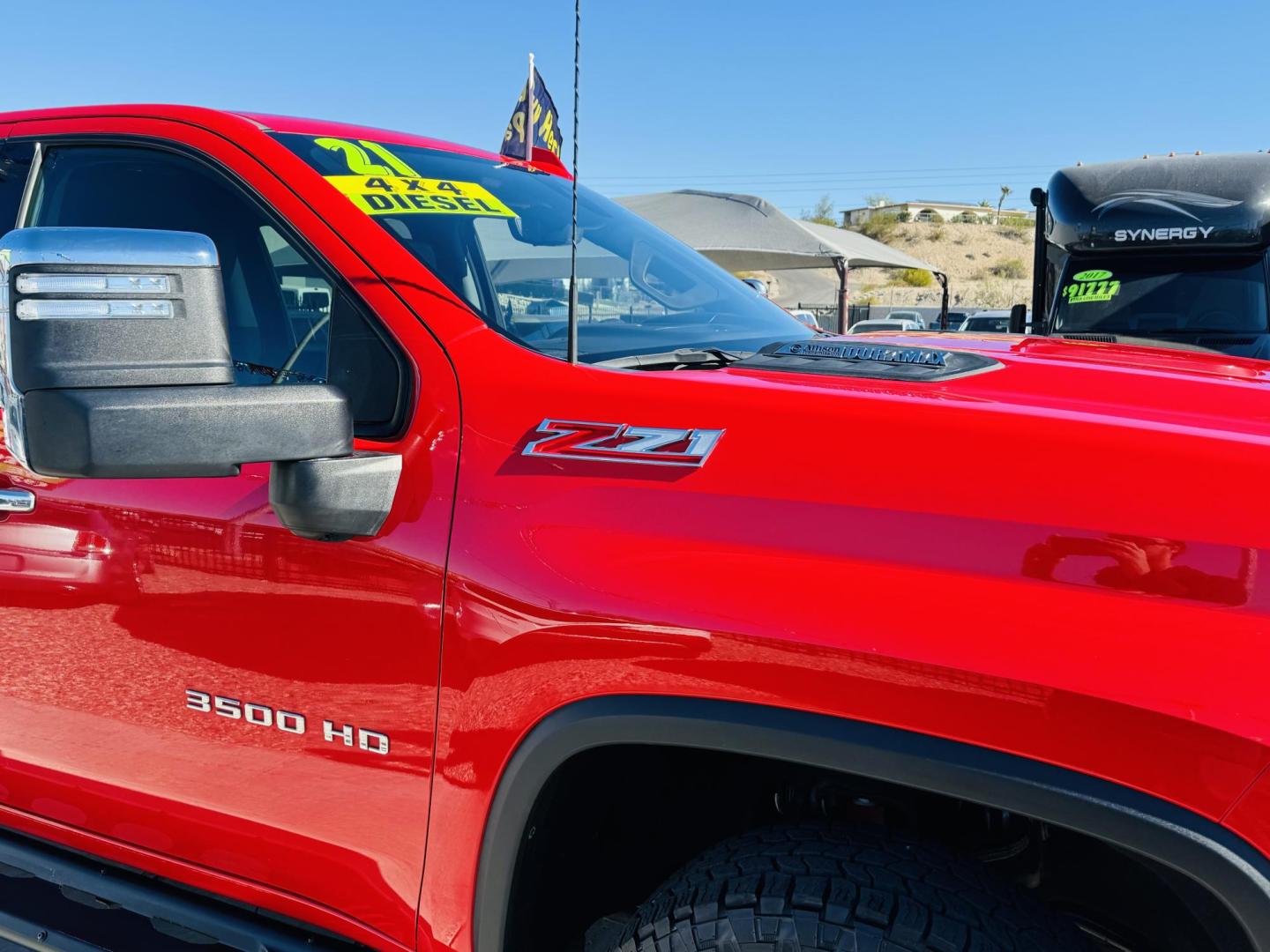 2021 Red Chevrolet Silverado 3500HD LTZ Crew Cab 4WD (1GC4YUEY2MF) with an 6.6L V8 OHV 32V TURBO DIESEL engine, 6A transmission, located at 2190 Hwy 95, Bullhead City, AZ, 86442, (928) 704-0060, 0.000000, 0.000000 - *1 owner. 2021 chevrolet silverado 3500 HD. duramax diesel 4x4. short bed. only 21431 miles. - Photo#4