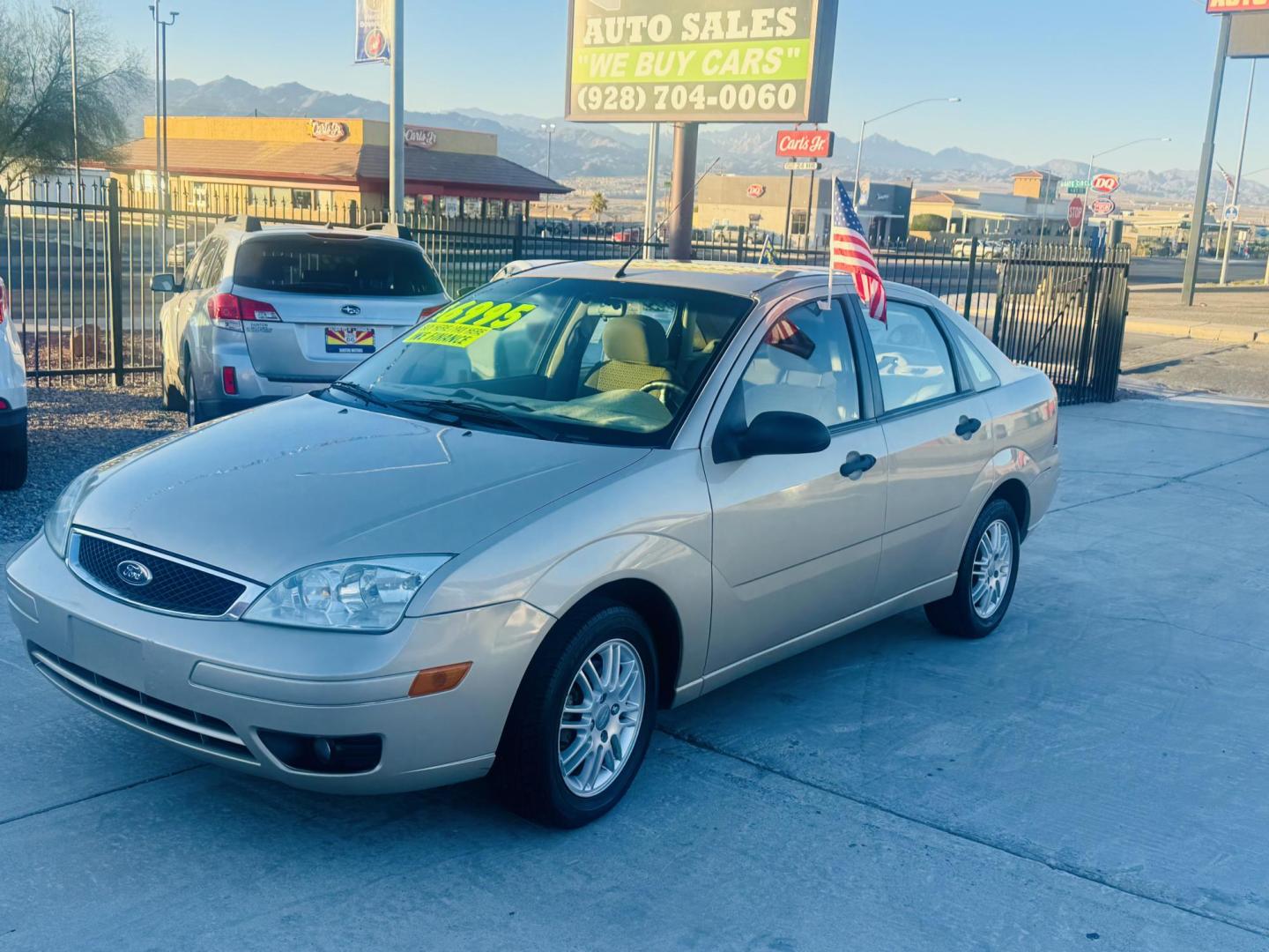 2007 Beige Ford Focus ZX4 S (1FAHP34N07W) with an 2.0L L4 DOHC 16V engine, located at 2190 Hwy 95, Bullhead City, AZ, 86442, (928) 704-0060, 0.000000, 0.000000 - 1 owner. free warranty. free carfax. Arizona car. accident Free. We finance Buy here pay here - Photo#6