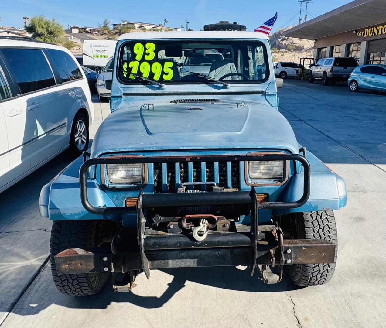 1993 blue Jeep Wrangler Base (1J4FY29S5PP) with an 4.0L L6 OHV 12V engine, located at 2190 Hwy 95, Bullhead City, AZ, 86442, (928) 704-0060, 0.000000, 0.000000 - hard top. 4.0 6 cylinder automatic. air conditioning. a true classic jeep. IN house financing. We finance. completely serviced. new battery ,tires like new ac works great. a classic jeep wrangler 4x4. - Photo#2