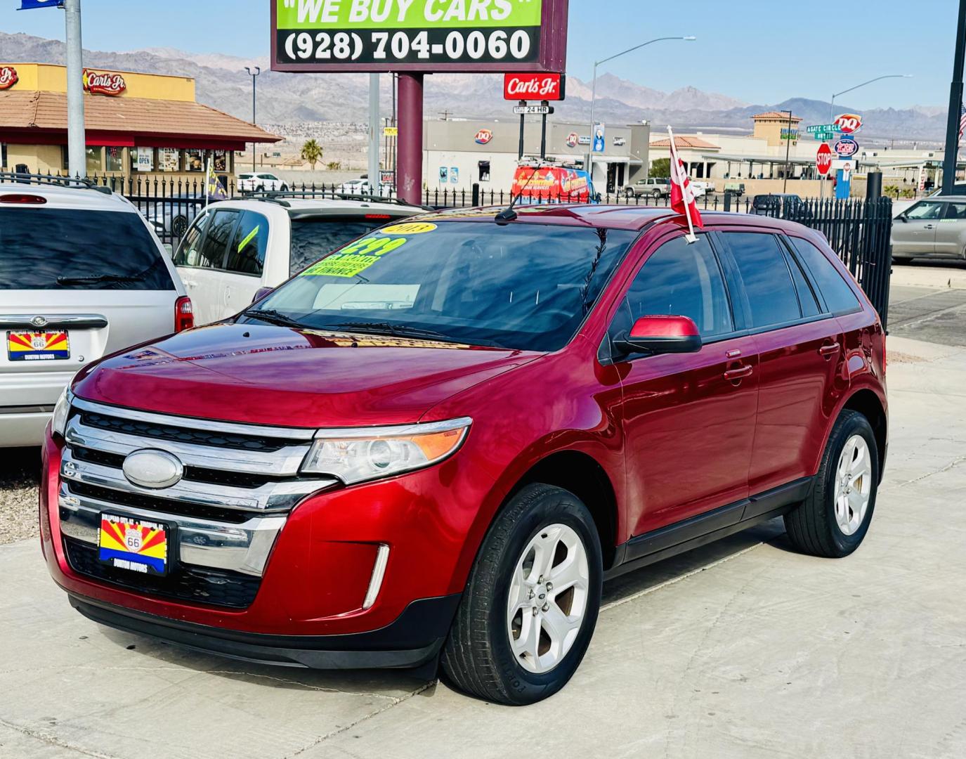 2013 Red Ford Edge SEL FWD (2FMDK3JC3DB) with an 3.5L V6 DOHC 24V engine, 6-Speed Automatic transmission, located at 2190 Hwy 95, Bullhead City, AZ, 86442, (928) 704-0060, 0.000000, 0.000000 - Photo#1