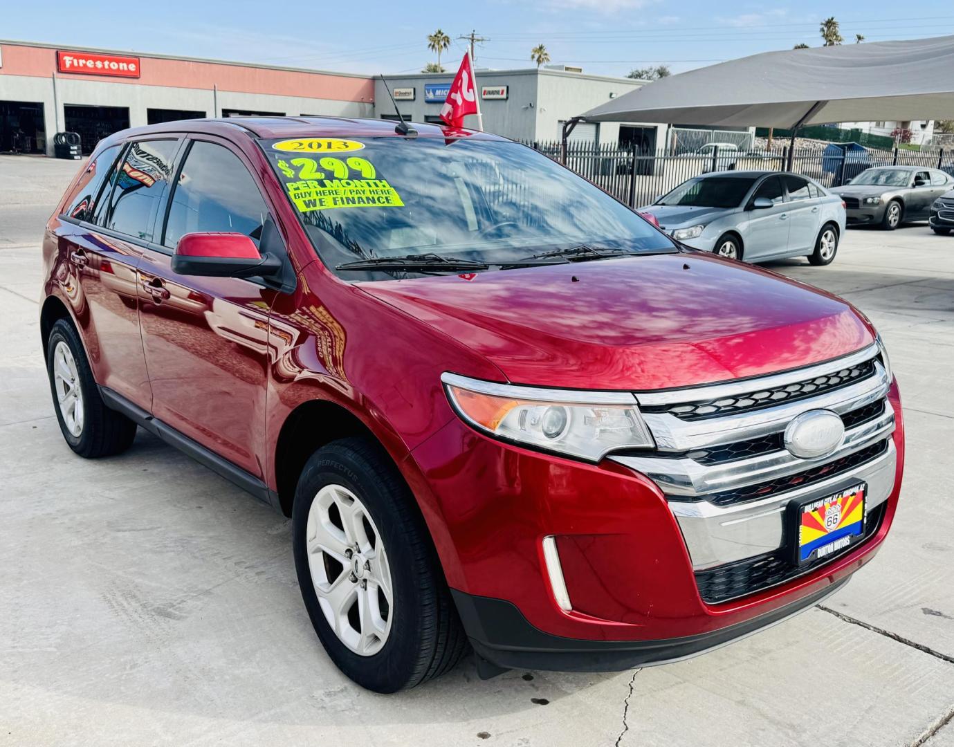 2013 Red Ford Edge SEL FWD (2FMDK3JC3DB) with an 3.5L V6 DOHC 24V engine, 6-Speed Automatic transmission, located at 2190 Hwy 95, Bullhead City, AZ, 86442, (928) 704-0060, 0.000000, 0.000000 - Photo#0