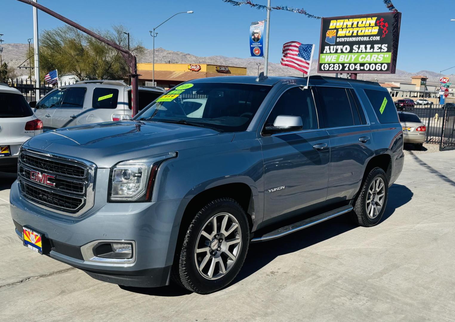 2016 Light steel grey metallic /black GMC Yukon SLT 4WD (1GKS2BKC1GR) with an 5.3L V8 OHV 16V FFV engine, 6A transmission, located at 2190 Hwy 95, Bullhead City, AZ, 86442, (928) 704-0060, 0.000000, 0.000000 - 2016 gmc Yukon SLT. 3rd row seating. only 72k miles. very low miles for the year.5.3 V8., Fully loaded 4 wheel drive.Leather loaded. heated seats, backup camera, bluetooth, satellite radio, rear power folding seats.lane assist warning. . rear heated seats and front. custom window tint all the way - Photo#0