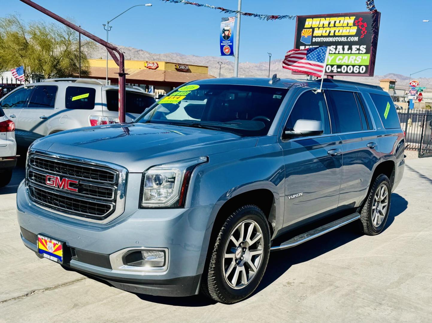 2016 Light steel grey metallic /black GMC Yukon SLT 4WD (1GKS2BKC1GR) with an 5.3L V8 OHV 16V FFV engine, 6A transmission, located at 2190 Hwy 95, Bullhead City, AZ, 86442, (928) 704-0060, 0.000000, 0.000000 - 2016 gmc Yukon SLT. 3rd row seating. only 72k miles. very low miles for the year.5.3 V8., Fully loaded 4 wheel drive.Leather loaded. heated seats, backup camera, bluetooth, satellite radio, rear power folding seats.lane assist warning. . rear heated seats and front. custom window tint all the way - Photo#2